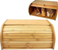 organic bamboo roll top breadbox: assembly-required wood bread holder for kitchen countertop bread storage and food storage логотип