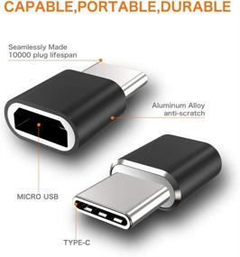 img 3 attached to Адаптер USB Type C JXMOX (4 шт.) для быстрой зарядки - совместим с Samsung Galaxy S20 S10 S9 S8 Plus, Note 9 8, LG V35 V30 G7 G6, A10 A20 A51 - Женский Micro USB на мужской USB C разъем - Зарядное устройство USB C (черный)