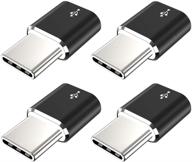 адаптер usb type c jxmox (4 шт.) для быстрой зарядки - совместим с samsung galaxy s20 s10 s9 s8 plus, note 9 8, lg v35 v30 g7 g6, a10 a20 a51 - женский micro usb на мужской usb c разъем - зарядное устройство usb c (черный) логотип