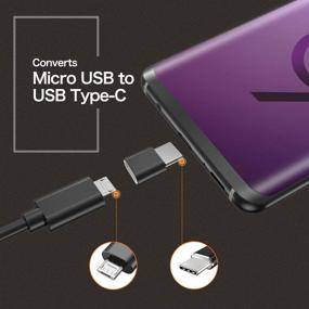 img 2 attached to Адаптер USB Type C JXMOX (4 шт.) для быстрой зарядки - совместим с Samsung Galaxy S20 S10 S9 S8 Plus, Note 9 8, LG V35 V30 G7 G6, A10 A20 A51 - Женский Micro USB на мужской USB C разъем - Зарядное устройство USB C (черный)