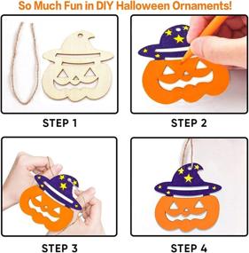 img 2 attached to 🎃 Spooktacular Halloween Crafts Kit: DIY Wooden Slice Ornaments for Homeschooling, Party Decor & Fun Family Activities - 60pcs Blank Cutouts, 8 Markers & More!