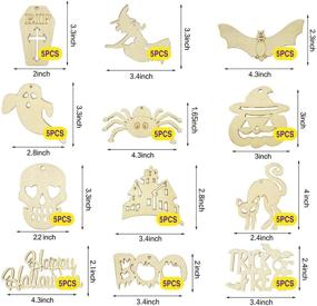 img 1 attached to 🎃 Spooktacular Halloween Crafts Kit: DIY Wooden Slice Ornaments for Homeschooling, Party Decor & Fun Family Activities - 60pcs Blank Cutouts, 8 Markers & More!