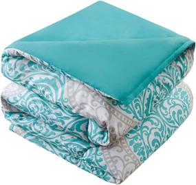 img 2 attached to 🛏️ Cozy Comforter Set by Comfort Spaces - Modern Casual Boho Bedding with Matching Sham, Decorative Pillow - Coco Teal Damask - Full/Queen Size (90"x90"), 4 Piece
