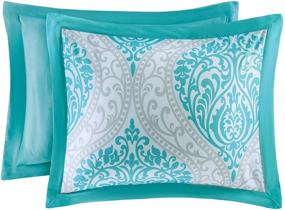 img 1 attached to 🛏️ Cozy Comforter Set by Comfort Spaces - Modern Casual Boho Bedding with Matching Sham, Decorative Pillow - Coco Teal Damask - Full/Queen Size (90"x90"), 4 Piece