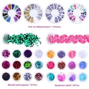 img 3 attached to 💅 Anezus 105 Pieces Nail Art Supplies Kit with Nail Rhinestones, Glitter Hexagon Sequins, Flake Chip Foil, Nail Brushes Dotting Pen, French Acrylic Style False Nails