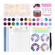 💅 anezus 105 pieces nail art supplies kit with nail rhinestones, glitter hexagon sequins, flake chip foil, nail brushes dotting pen, french acrylic style false nails logo