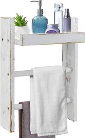 img 4 attached to Bathroom Wall Towel Holder with Shelf - 3 Tiered Storage Rack, Mounted Ladder Style with Towel Bar and Hanging Hooks for Bathroom Decor, Space-Saving Towel Rack