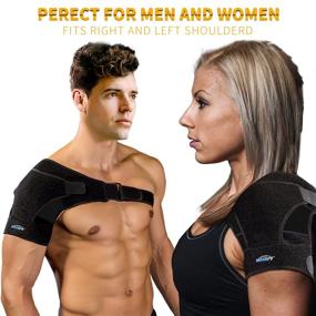 img 3 attached to 🏋️ Adjustable Shoulder Brace for Torn Rotator Cuff, Pain Relief, Sprains, Strains, Dislocated AC Joint, Labrum Tear, and More - Support Sleeve for Men and Women, Adjustable Fit Wrap, Relief for Shoulder Injuries and Tendonitis (Black-Black)