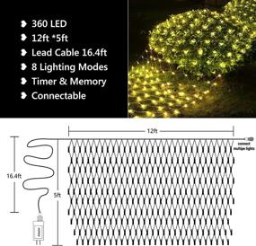 img 1 attached to 🎄 Christmas Net Lights: 12ft x 5ft Outdoor Fairy Mesh Lights with 360 LED, 8 Modes - Ideal for Christmas Trees, Bushes, Wedding, Garden Decorations - Warm White