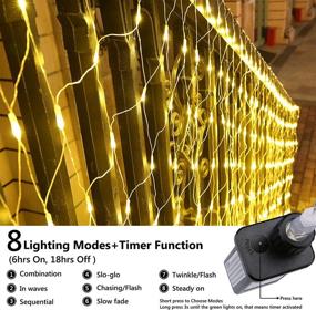 img 3 attached to 🎄 Christmas Net Lights: 12ft x 5ft Outdoor Fairy Mesh Lights with 360 LED, 8 Modes - Ideal for Christmas Trees, Bushes, Wedding, Garden Decorations - Warm White