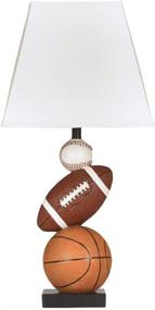 img 2 attached to 🏈 Signature Design by Ashley Nyx Youth 24" Baseball & Football Athletic Table Lamp: Brown & Orange Sports-themed Lighting Fixture