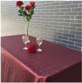 img 4 attached to LQIAO Burgundy Sequin Tablecloth 120Cmx200Cm 48X80Inch