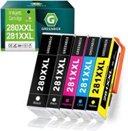premium greenbox compatible ink cartridges for canon 280 281 pgi-280xxl cli-281xxl - pixma tr7520 tr8520 ts6120 ts6220 ts8120 ts8220 ts9120 printer tray - 5 pack logo