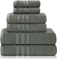 🛀 wonwo turkish cotton towels set - 600 gsm absorbent and soft for bathroom - 6 piece bath towels set with 2 bath towels, 2 hand towels, and 2 washcloths - grey green, towels set logo