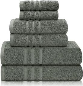 img 4 attached to 🛀 Wonwo Turkish Cotton Towels Set - 600 GSM Absorbent and Soft for Bathroom - 6 Piece Bath Towels Set with 2 Bath Towels, 2 Hand Towels, and 2 Washcloths - Grey Green, Towels Set