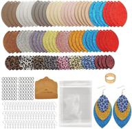 👂 aouxseem 321 piece faux leather earrings making kit - perfect for beginners; includes 96 pre-cut evil eye earring pieces, hooks, jump rings, opener, earring display cards, and self-adhesive bags logo