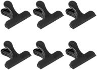 🔐 premium 6-pack large chip bag clips: black stainless steel, air-tight seal for kitchen & office use logo