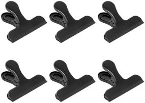 img 4 attached to 🔐 Premium 6-Pack Large Chip Bag Clips: Black Stainless Steel, Air-Tight Seal for Kitchen & Office Use