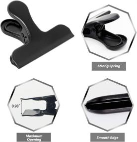 img 2 attached to 🔐 Premium 6-Pack Large Chip Bag Clips: Black Stainless Steel, Air-Tight Seal for Kitchen & Office Use