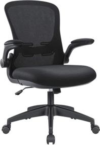 img 4 attached to Devoko Ergonomic Mesh Office Desk Chair with Lumbar Support, Flip Up Arms, and Adjustable Height - Black