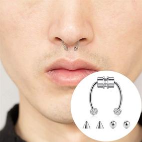 img 1 attached to Stylish Magnetic Fake Septum Nose Ring in Silver - Non-Puncture Faux Septum Rings for Women - 316L Stainless Steel Jewelry