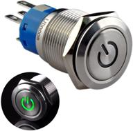 ulincos latching pushbutton switch u19c1 1no1nc spdt on/off silver stainless steel shell with 12v green led suitable for 19mm 3/4 inch logo