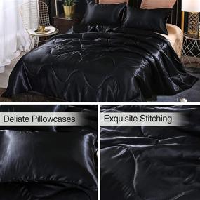 img 2 attached to A Nice Night Satin Silky Soft Quilt: Luxurious Super Soft Comforter Set for Full/Queen Bed, Lightweight & Seductively Black (88-by-88-inches)