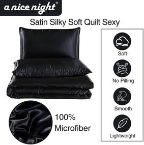 img 3 attached to A Nice Night Satin Silky Soft Quilt: Luxurious Super Soft Comforter Set for Full/Queen Bed, Lightweight & Seductively Black (88-by-88-inches)