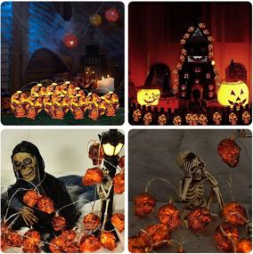 img 3 attached to 🎃 Halloween Skeleton Skull Lights 30LEDS - Battery Operated, Waterproof 8 Modes - Perfect for Halloween Party, Yard, Haunted House Decorations – Yellow