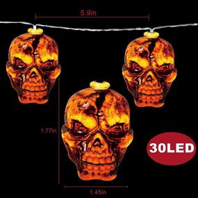 img 1 attached to 🎃 Halloween Skeleton Skull Lights 30LEDS - Battery Operated, Waterproof 8 Modes - Perfect for Halloween Party, Yard, Haunted House Decorations – Yellow