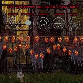 img 2 attached to 🎃 Halloween Skeleton Skull Lights 30LEDS - Battery Operated, Waterproof 8 Modes - Perfect for Halloween Party, Yard, Haunted House Decorations – Yellow