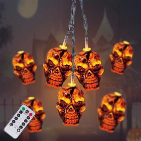 img 4 attached to 🎃 Halloween Skeleton Skull Lights 30LEDS - Battery Operated, Waterproof 8 Modes - Perfect for Halloween Party, Yard, Haunted House Decorations – Yellow