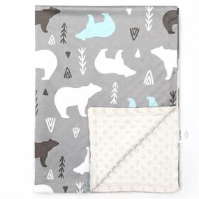img 4 attached to 🧸 Super Soft Patterned Minky Baby Blanket for Boys & Girls – Double Layer with Dotted Backing, 30 x 40 Inch, Bears