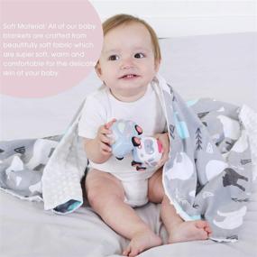 img 2 attached to 🧸 Super Soft Patterned Minky Baby Blanket for Boys & Girls – Double Layer with Dotted Backing, 30 x 40 Inch, Bears
