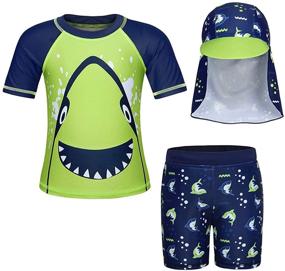 img 4 attached to 👕 Jurebecia Dinosaur Two-Piece Swimsuit for Boys: Swimwear with UV Protection