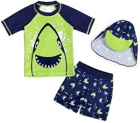 img 2 attached to 👕 Jurebecia Dinosaur Two-Piece Swimsuit for Boys: Swimwear with UV Protection