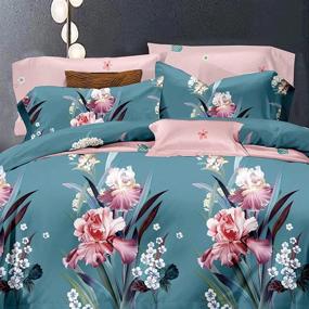 img 3 attached to 🌸 Shatex Queen Size Comforter Set – 3 Piece All Season Bedding with Botanical Floral Cottage Teal Design – Ultra Soft 100% Polyester – Includes Queen Comforter and 2 Pillow Shams