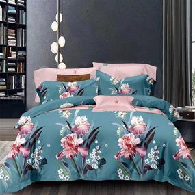 img 4 attached to 🌸 Shatex Queen Size Comforter Set – 3 Piece All Season Bedding with Botanical Floral Cottage Teal Design – Ultra Soft 100% Polyester – Includes Queen Comforter and 2 Pillow Shams