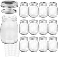 kamota mason jars 16 oz - perfect for meal prep, jam making & more! 12 pack with regular lids & bands, whiteboard labels included logo