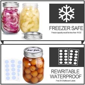 img 1 attached to KAMOTA Mason Jars 16 OZ - Perfect for Meal Prep, Jam Making & More! 12 PACK with Regular Lids & Bands, Whiteboard Labels Included