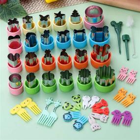 img 3 attached to CECIAOAIME 24-Piece Vegetable Cutter Shapes Set - Cookie Cutters & Fruit Stamps Mold with 20 Food Picks and Forks for Kids