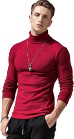 img 4 attached to 👕 XShing Men's Long Sleeve Turtleneck T Shirts: Stretchy Slim Fit for Athletic Warmth and Style