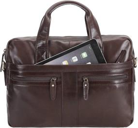 img 2 attached to 👜 Polare Full Grain Leather Slim 15'' Laptop Briefcase: Superior Organizer for Businessmen with 14 Inch Laptop