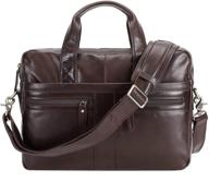 👜 polare full grain leather slim 15'' laptop briefcase: superior organizer for businessmen with 14 inch laptop logo