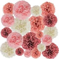 🎉 epiqueone 20-piece party decor kit – hanging tissue pom poms for weddings & special events – simple assembly and installation – color palette: blush pink, dusty rose, mauve, cream logo
