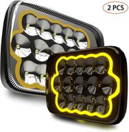 rolinger 2pcs led headlights h6054 - high/low sealed beam for jeep wrangler yj xj cherokee e250 chevy van truck mr2 - yellow drl car head lamp replacement logo