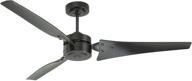 🏡 kathy ireland home loft 60 inch ceiling fan - indoor/outdoor weather resistant fixture with 3 blades - modern industrial design, 4-speed motor & wall control - barbeque black логотип