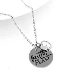 img 2 attached to 🌱 Stainless Steel Christian Faith Mustard Seed Lettering Necklaces: A Beautiful Reminder of God's Love and Protection. Perfect Arm Necklace Memorial Gift