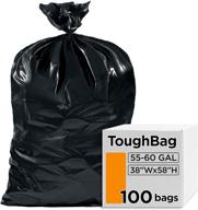 🗑️ toughbag 55 галлоновые мусорные пакеты: прочные 55-60 галлоновые промышленные пакеты для коммерческого использования - 100 штук, сделано в сша логотип