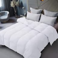 🛏️ luxurious all season queen size goose down comforter by saisier – 1200tc ultra-soft 100% egyptian cotton, box stitched with 8 duvet loops, lightweight 750+ fill power white – measures 90x90 inches logo